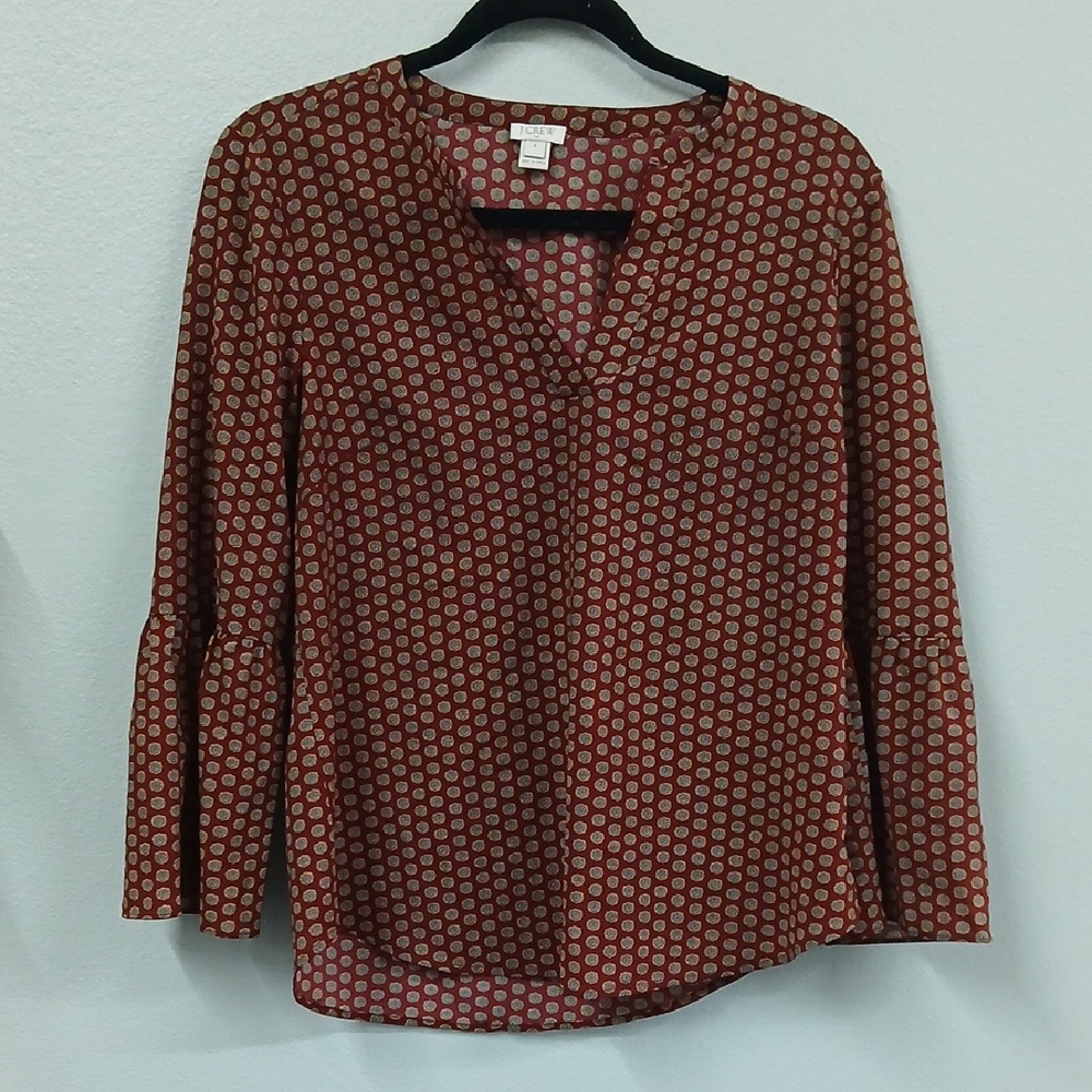 J. Crew Brown Patterned Blouse - image 1